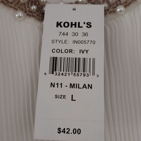 Wrapper Ivy balloon style beaded sleeveless blouse Sz L - Picture 3 of 5